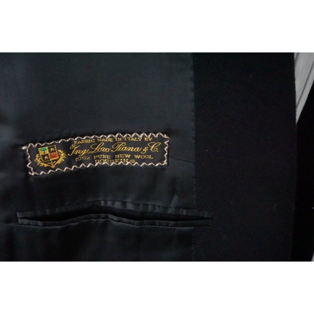 Trussini Solid Black Loro Piana Doeskin Wool Sport Coat Jacket Sz 40R - Picture 8 of 9